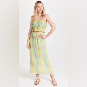 LESET Flora Checkerboard maxi skirt and top set, size XS